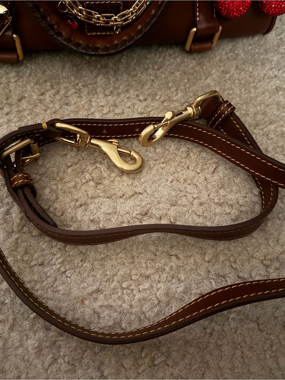 Dooney & Bourke Florentine Satchel in chestnut with charms - Picture 7 of 10